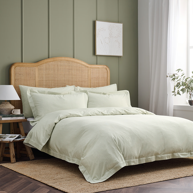 Christy ticking stripe green duvet cover set image