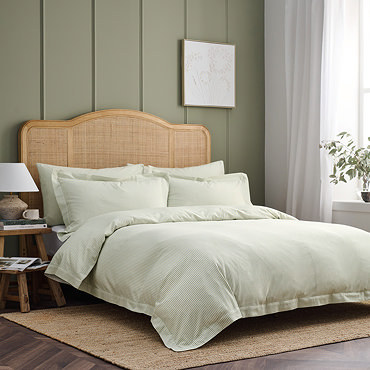 Christy ticking stripe green duvet cover set image