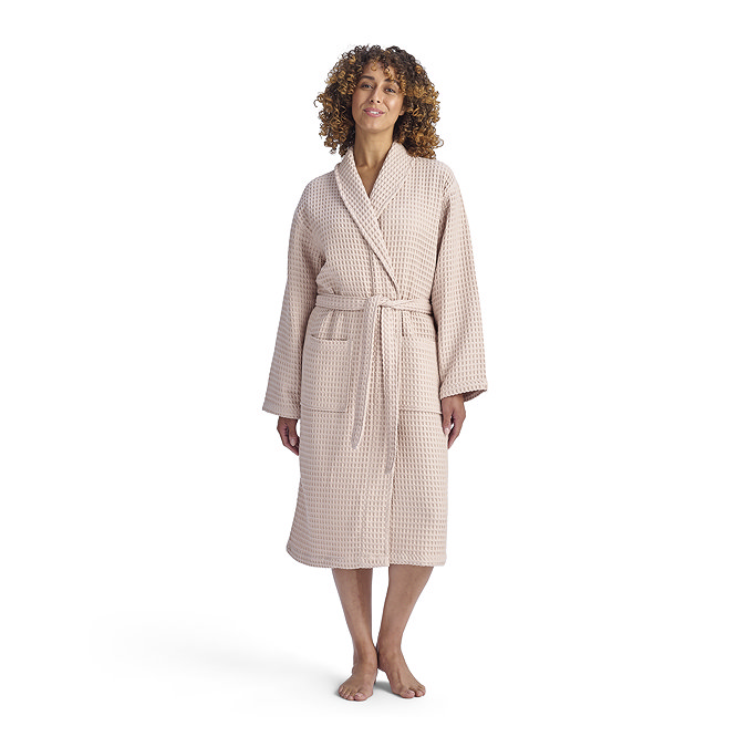 christy waffle blush pink bathrobe image