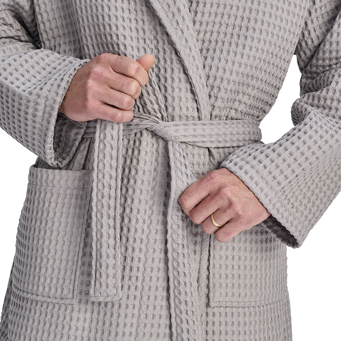 christy waffle dove grey bathrobe image