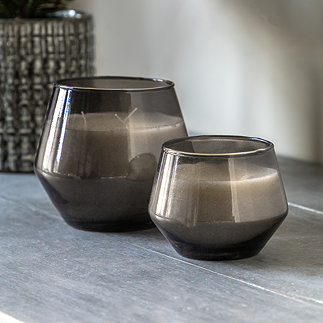 Cicero Glass filled candle pair
