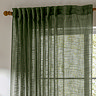 Cirrus Tab Top Sheer Curtain Panel in Forest Green close up in front of a window image
