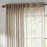 Cirrus Tap Top Sheer Curtain Panel in Linen over a window close up image