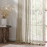 Cirrus Tap Top Sheer Curtain Panel in Linen over a window close up image