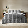 Harbour Stripe Duvet Cover Set in black on bed image 1