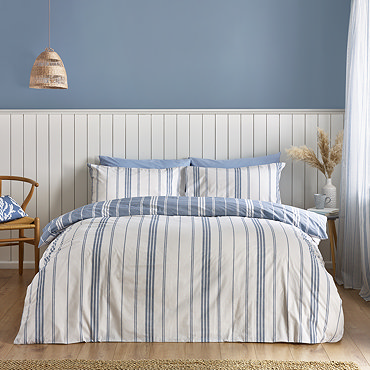 Harbour Stripe blue on bed image 1