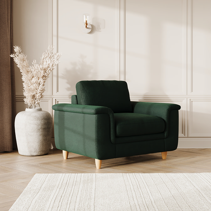 Claremont Easy Clean Velvet Snuggle Chair - Hunter