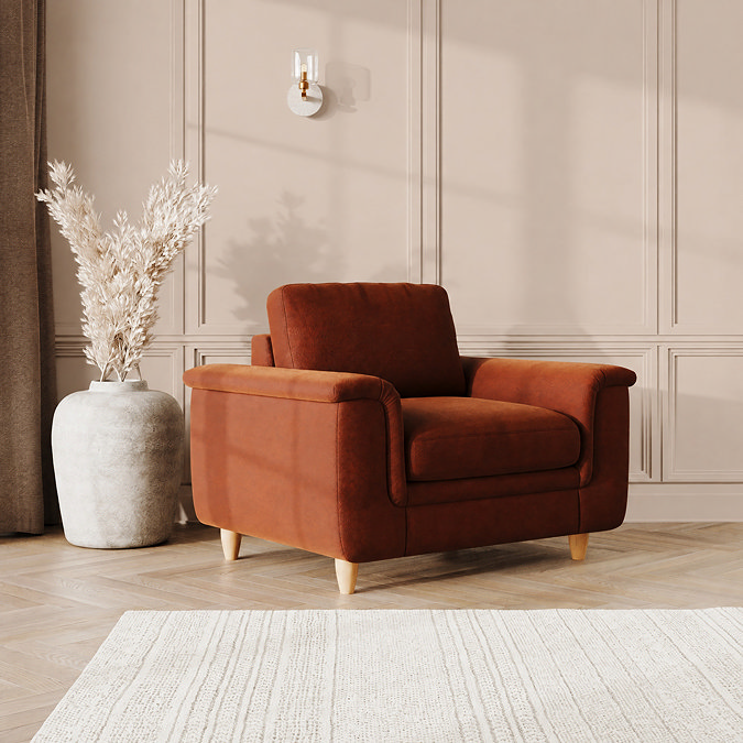 Claremont Easy Clean Velvet Snuggle Chair - Umber