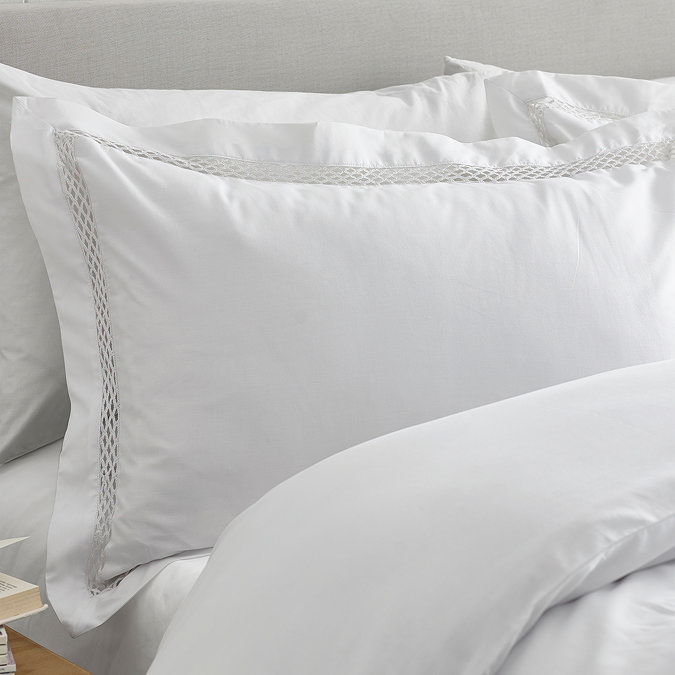 Lattice lace duvet cover set on bed image 2