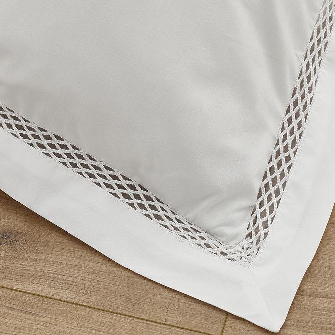 Lattice lace duvet cover set on bed image 3