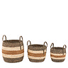 Cleo set of 3 striped baskets in brown
