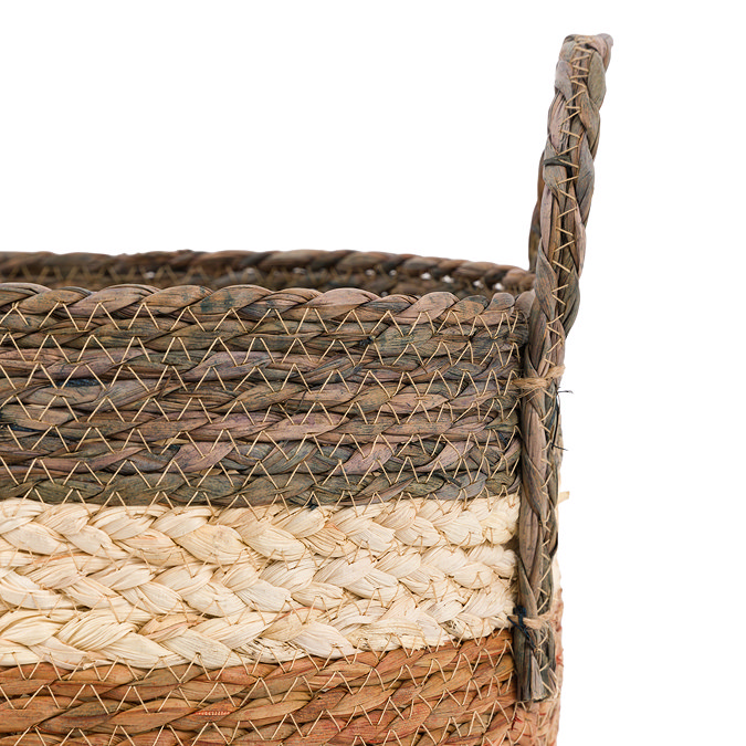 Cleo set of 3 striped baskets in brown