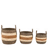 Cleo set of 3 striped baskets in brown