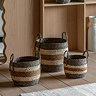 Cleo set of 3 striped baskets in brown