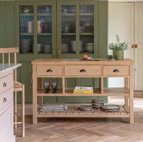 Wooden kitchen island natural