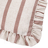 close up on corner of pink striped cushion