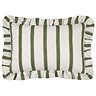 rectangular moss green striped cushion cut out on white background.