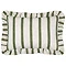 rectangular moss green striped cushion cut out on white background.