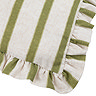 close up on green and linen striped pattern of connie rectangular cushion.
