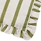 close up on green and linen striped pattern of connie rectangular cushion.