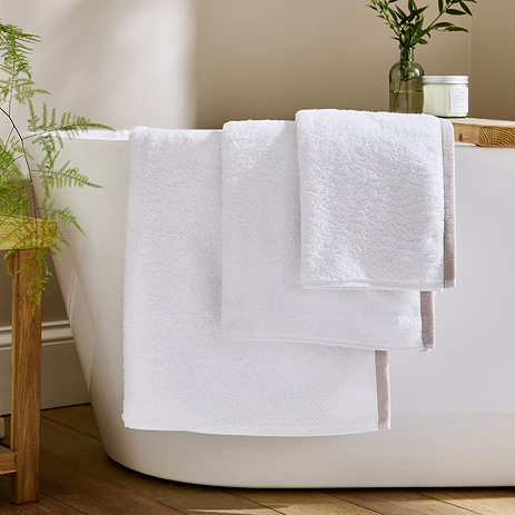 Contrast Border White and Mocha Towel