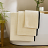 Contrast Border Oatmeal and Black Towel Images 