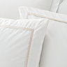 contrast trim natural and white on bed image 1