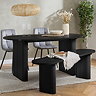 image of black fluted dining bench next to matching dining table