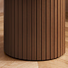 close up on fluted detail of walnut coloured side table