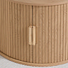 close up image on fluted doors of round storage coffee table