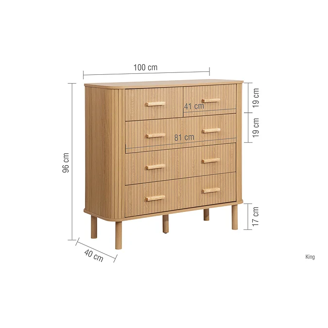Copenhagen Wooden 5 Drawer Chest 5