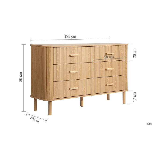 Copenhagen Wooden 6 Drawer Chest  4
