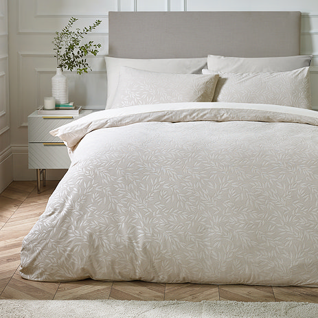 Corded Leaves Champagne Duvet