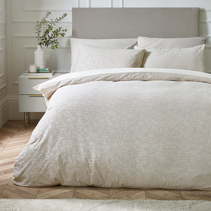 Corded Leaves Champagne Duvet
