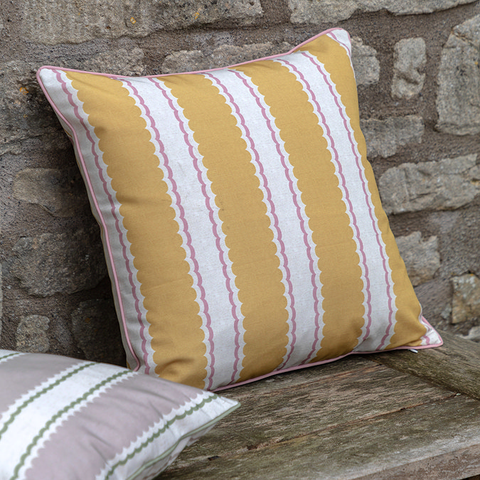 Ochre and Pink cordelia cushion