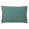 image cut out on white background of rectangular blue-green cushion with bobbled edges