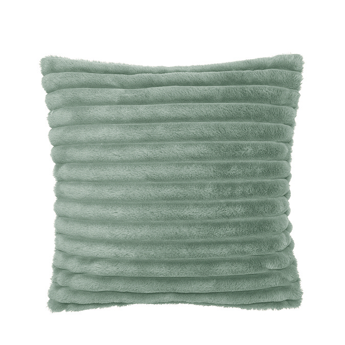 cosy ribbed green cushion image