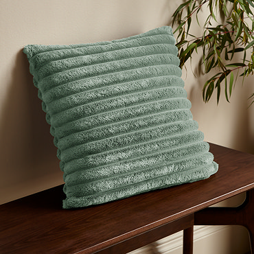 cosy ribbed green cushion image