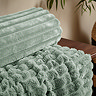 cosy ribbed green throw image 