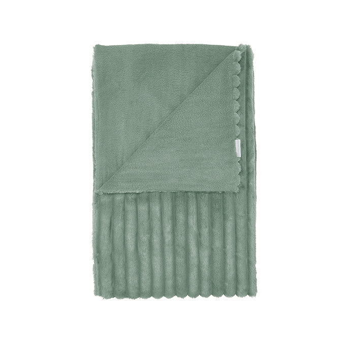 cosy ribbed green throw image 
