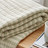 COTTON MUSLIN STRIPE GREEN THROW