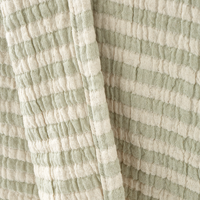 COTTON MUSLIN STRIPE GREEN THROW