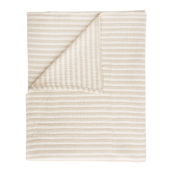COTTON MUSLIN STRIPE GREEN THROW