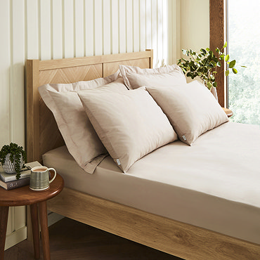 Cotton Percale 200TC Extra Deep Fitted Sheet - Natural carousel image