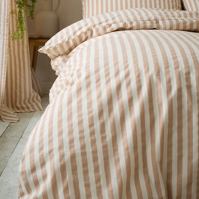 Cotton rich woven stripe clay on bed image 3