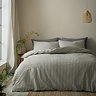 Cotton rich woven stripe grey on bed image 1