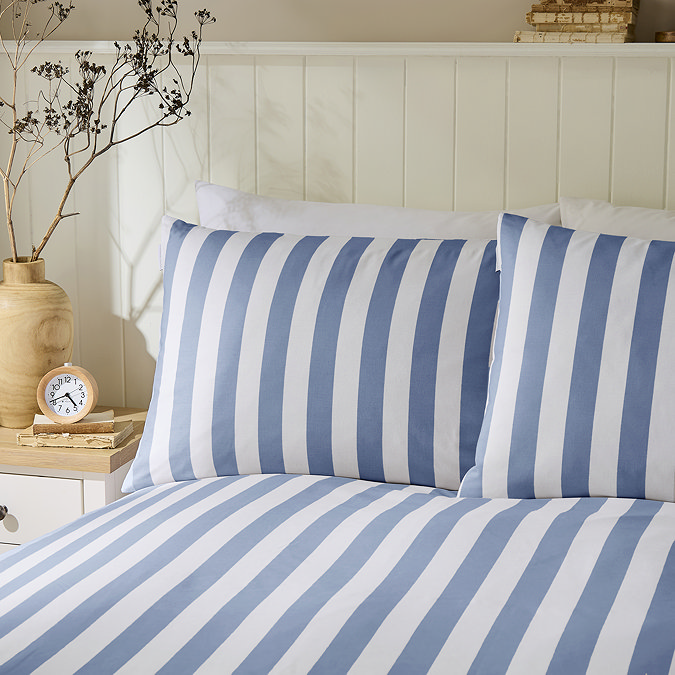 Cove Stripe Reversible Duvet Cover Set - Blue carousel image