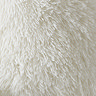 Cuddly shaggy faux fur chair cushion in cream texture close up image 2