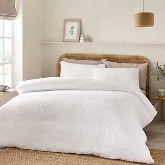 Crinkle Texture White Duvet Cover