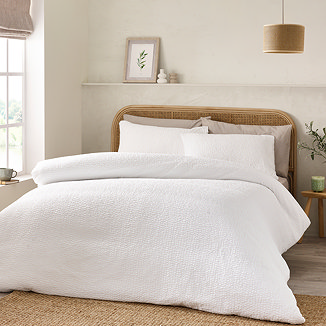 Crinkle Texture White Duvet Cover